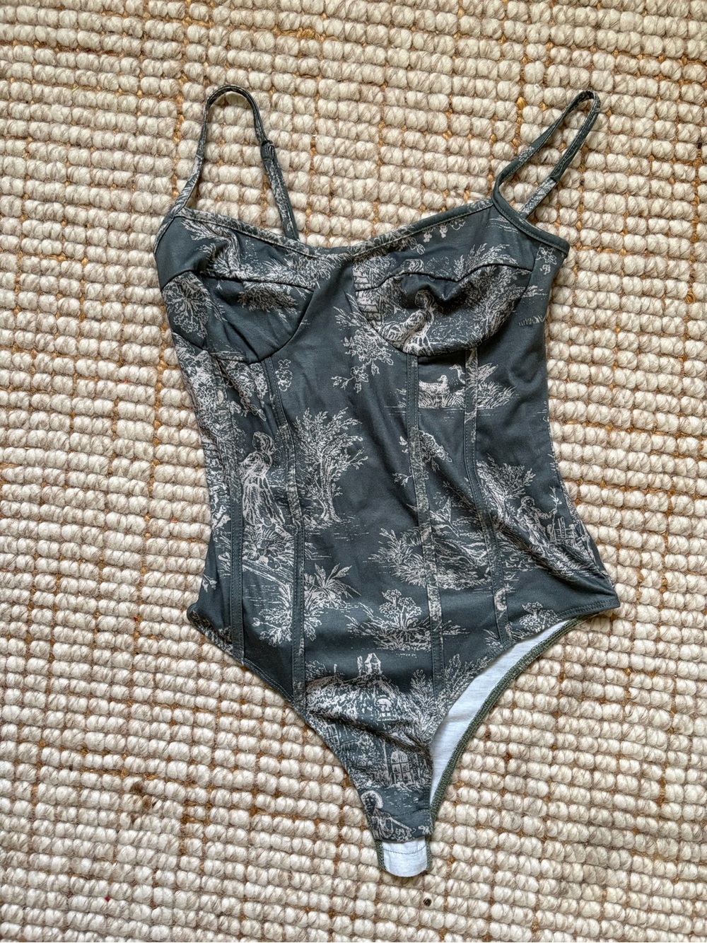 Cider Light Green Printed Bodysuit
